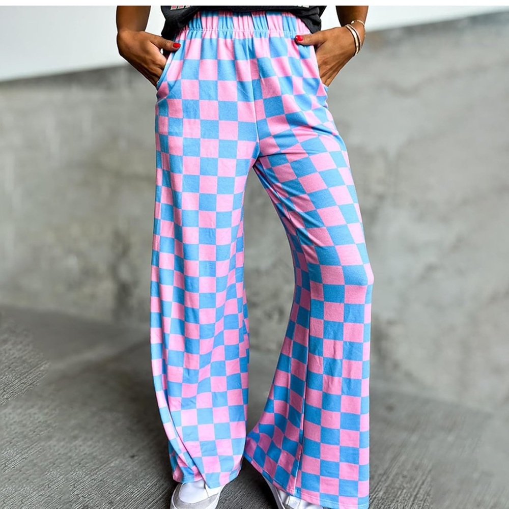 Large Plaid Pants High Rise trousers - Picture 1 of 13